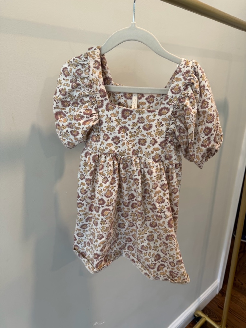 Rylee + Cru Cream Dress with Mauve and Tan Floral Print